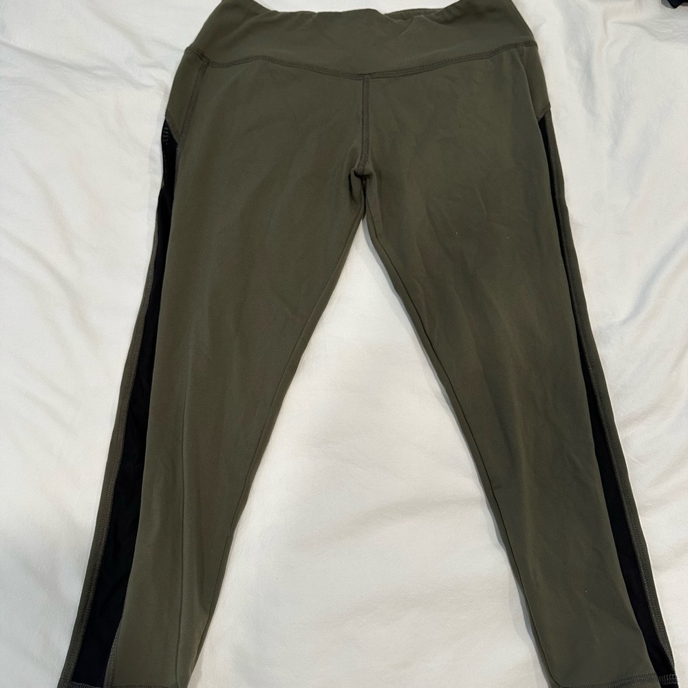 Lululemon Athletica Green Leggings with Black Stripes